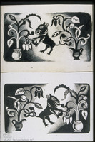 Photograph of: Yudovin, Lion standing between two vases.
