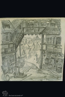 Photograph of: Untitled (Courtyard with staircases to a gallery).