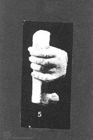 Photograph of: Beth Shearim, A marble fragment of a hand holding a shaft.