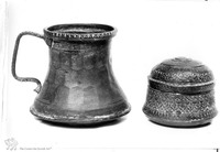Photograph of: Mikveh vessel; Soap box.