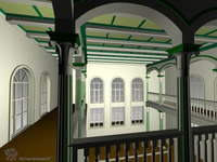 Photograph of: 3D computer model of the Synagogue in Berkach : Computer reconstruction.