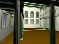 Photograph of: 3D computer model of the Synagogue in Berkach : Computer reconstruction.