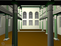 Photograph of: 3D computer model of the Synagogue in Berkach : Computer reconstruction.