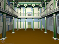 Photograph of: 3D computer model of the Synagogue in Berkach : Computer reconstruction.