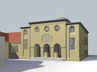 Photograph of: 3D computer model of the Synagogue in Delmenhorst : Computer reconstruction.