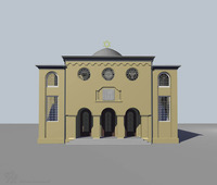 Photograph of: 3D computer model of the Synagogue in Delmenhorst : Computer reconstruction.