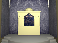 Photograph of: 3D computer model of the Synagogue in Delmenhorst : Computer reconstruction.