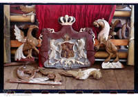 Photograph of: Damaged Torah ark from the Tailors' Synagogue in Hârlău.
