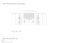 Photograph of: Drawings of the New Synagogue in Dieburg.
