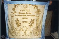 Photograph of: Torah ark curtain.