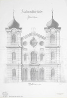 Photograph of: Drawings of the Synagogue in Becej : Street facade (Archive).