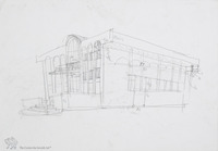 Photograph of: Sketches of the Keter Torah Or Synagogue in Moshav Yatsits : Measured drawings.