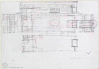 Photograph of: Sketches of the Keter Torah Or Synagogue in Moshav Yatsits : Measured drawings.