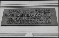Photograph of a plaque in Wuppertal commemorating Else Lasker-Schüler.