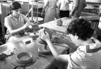 Working in clay.