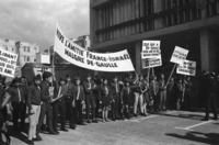Hundreds demonstrated against France President De Gaule embargo of armament to Israel.