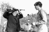 The youth pre-military organization, Gadna, held a competition in rifle shooting with the paternization of Ramat Gan Mayor Avraham Krinitzi.