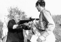 The youth pre-military organization, Gadna, held a competition in rifle shooting with the paternization of Ramat Gan Mayor Avraham Krinitzi.