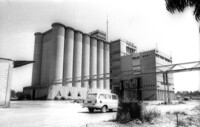 A huge grain storage silo building at the Ambar enterprizes.