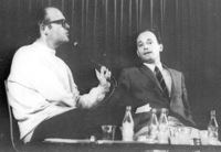 Interview by Elimelech Ram "Strait to the Point" with Mapam leader Yakov Hazan at the Tzavta theatre.