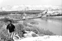 The Jordan River with the damaged Um-Shuf Bridge.