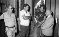 Former Mayor of Nathanya, Oved Ben Ami (R) at the District Court.