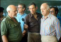 Jay Bushynsky interviewing US Senator Yavetz and an officer of the IDF Spokesmen department.