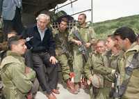 Nethanyahu visited the army units at Lebanese border after the area was hit with Katyusha rockets by Hisboula terrorists from Lebanon.
