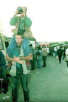 Two photographers found a way to take long-shots of the festival on Mt Miron, One of them take the other one on his shoulders "receiving" more than 1 metre of hight.