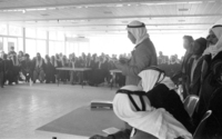 The Negev desert Beduins holding a meeting against the state decision to nationalization of the land and stop their habit of being Nomads.