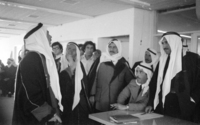 The Negev desert Beduins holding a meeting against the state decision to nationalization of the land and stop their habit of being Nomads.
