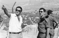 CO Northern Command Aluf David Elazar visiting El Hamma on the Golan Hights.