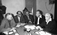 Itzhak Rabin visited the headquarter of the leftist Political Party, Mapam.