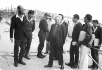 Minister Israel Galili visited the new settlement of Kiryat Arba which is under construction as the Hebron suburb.