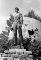 The famous statue at Yad Mordechai.
