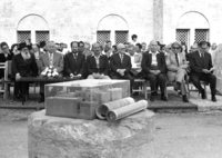 In gala out door ceremony on Mt. Scopus, a large delegation from the US, attended the dedication of the Frank Sinatra Student Centre with the presence of Frank Sinatra himself.