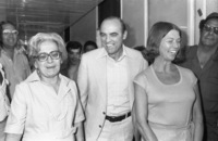 US Ambassador to Israel Samuel Lewis visiting with his wife Israel PM Menahem Begin in the Ichilov hospital.