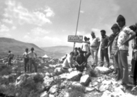 Ariel Sharon participating the inauguration of the new settlement in Samaria, West Bank village Elon More.
