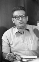 Chairman of the Israel Social Security Mordechai Tzipori holding a press conference in Tel Aviv.