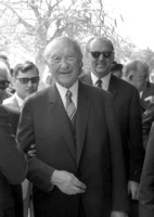 German Cancelor Adenhauer on way to the hall where he will receive the honorary doctorate from the Weizman Institute.