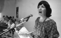 Aliza Tamari member of the Central Commit?ee of the Workers Union addressing at the Workers Committees meeting.