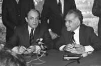 France Foreign Minister Chasone Claude at a press conference shortly before his leaving Israel.