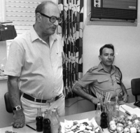 Commander of Police Arie Ibtzen at a press conference with Al Hamishmar daily.