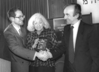 A reception of Nobel Prize winner, Eli Wiesel organised by the Shvut Ami organization for the Soviet Jewery in Jerusalem.