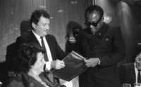 President of Zaire, Mobuto Sese Seko visiting Israel, was the guest of honour in dinner given in his honour.