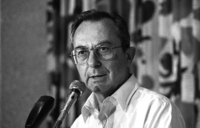 Misha Arens at the Herut Party meeting.
