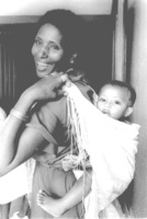 A mother immigrated from Ethiopia, with her child, only on week in Israel at an absorption centre in Natanya.