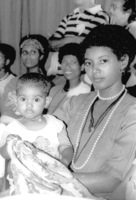 A mother immigrated from Ethiopia, with her child, only on week in Israel at an absorption centre in Natanya.