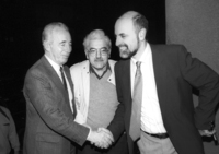 The war of words and ideology between Shimon Peres, the leader of the Labour party and Yitzhak Shamir the Prime Minister and leader of the Likud block in the Israel government coalition is as vociferous as ever.