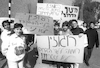 School children of Rogozin school in Holon, demonstrated outside asking the education authorities not to close the school.